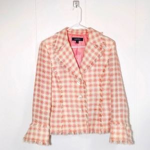 Tweed Baby Pink Blazer with Fringe